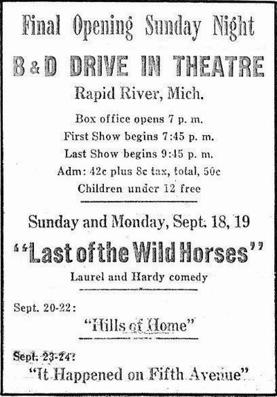 B & D Drive-In Theatre - B D Ad From Andew Wilson